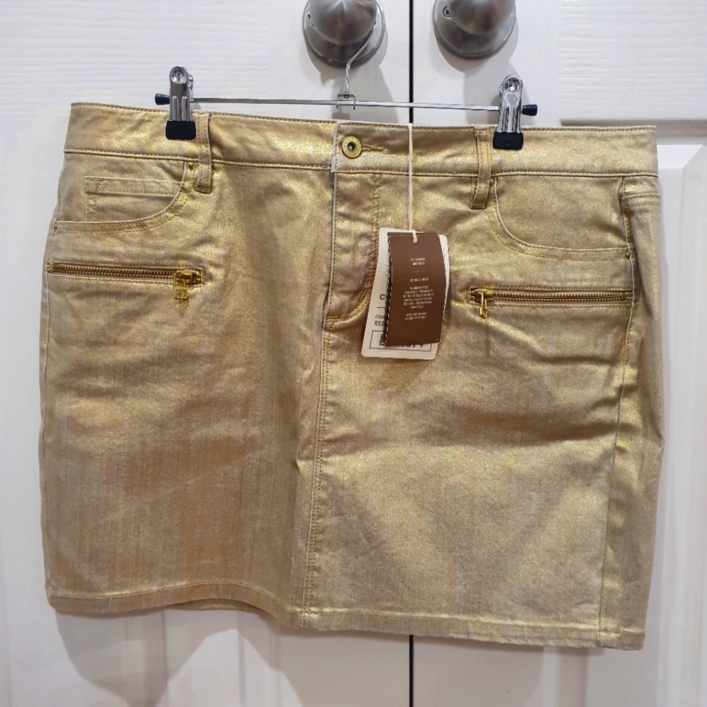 BNWT Country Road Gold Metallic Skirt Size 16 - Picture 1 of 9